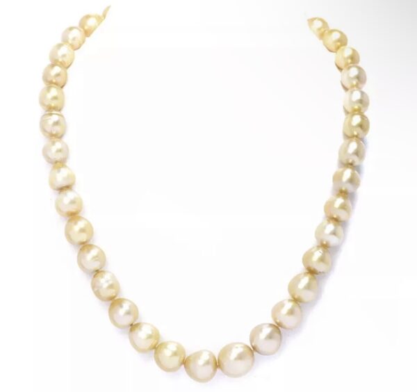 14K Yellow Gold Genuine Golden South Sea Pearl Necklace