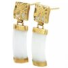 14K Yellow Gold Genuine Jade Dangle Earrings - Image 2