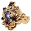 14K Yellow Gold Genuine Multicolor Sapphire & Diamond Ring - Image 2