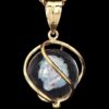 14K Yellow Gold Floating Genuine Opal Sphere Pendant Necklace - Image 3