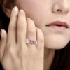 14K Yellow Gold Genuine Pink Sapphire & Diamond Ring - Image 2