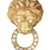 18K Yellow Gold Genuine Diamond Lionhead Door Knocker Pendant - Image 3