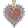 14K Yellow Gold Genuine Tanzanite & Tourmaline Heart Pendant Necklace - Image 2