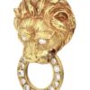 18K Yellow Gold Genuine Diamond Lionhead Door Knocker Pendant - Image 4