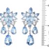 14K White Gold Genuine Blue Topaz & Genuine Diamond Dangle Drop Earrings - Image 3