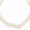 14K White Gold Genuine Blue Sapphire Clasp & Pearl Choker Necklace - Image 5