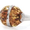 18K White Gold Citrine & Genuine Diamond Cocktail Ring - Image 3