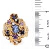 14K Yellow Gold Genuine Multicolor Sapphire & Diamond Ring - Image 5