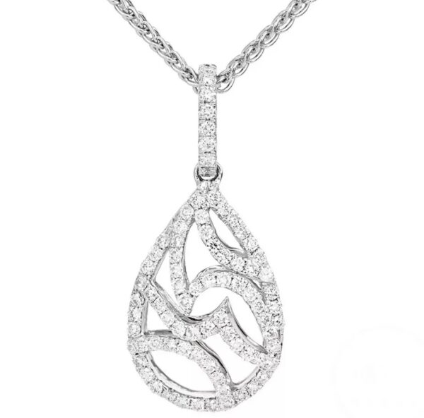 UnoAerre 18K White Gold Genuine Diamond Pendant Necklace