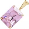 14K Yellow Gold Genuine Pink Tourmaline Pendant Necklace - Image 2