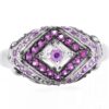 18K White Gold Genuine Pink Sapphire Dome Ring - Image 2