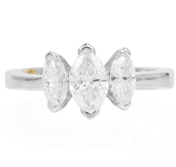 Recarlo 18K White Gold Genuine Diamond Engagement Ring