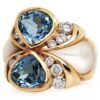 14K Yellow Gold Genuine Blue Topaz, Diamond & MOP Ring - Image 2