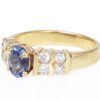 14K Yellow Gold Genuine Blue Sapphire & Diamond Engagement Ring - Image 2