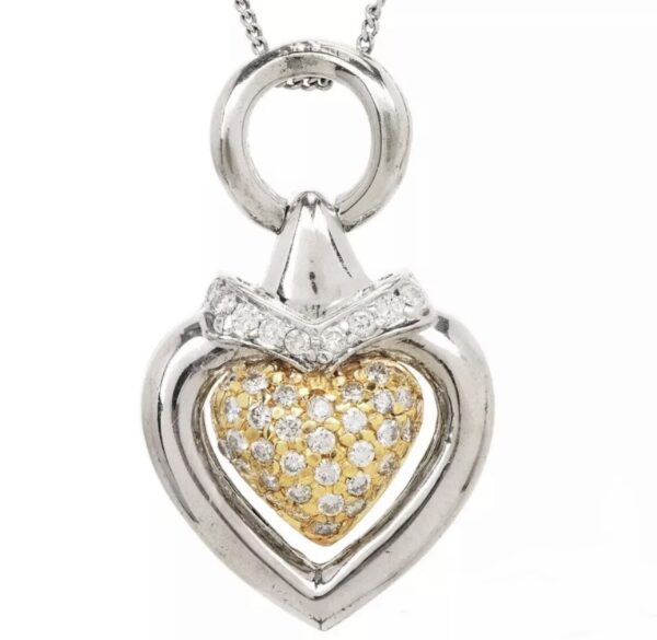 14K Gold Genuine Diamond Heart Pendant Necklace