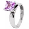 14K White Gold Genuine Pink Sapphire Engagement Ring - Image 3