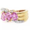 14K Yellow Gold Genuine Pink Sapphire & Diamond Ring - Image 3