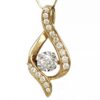 14K Yellow Gold Genuine Diamond Ribbon Pendant Necklace - Image 2