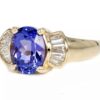 14K Yellow Gold Genuine Tanzanite & Diamond Engagement Ring - Image 2