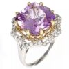 14K Gold Genuine Kunzite & Diamond Floral Ring - Image 3