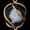 14K Yellow Gold Floating Genuine Opal Sphere Pendant Necklace - Image 2