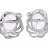 14k White Gold Genuine Pink Topaz & Diamond Stud Earrings - Image 3