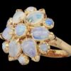 14K Yellow Gold Genuine Australian Opal Cabochon Cocktail Ring - Image 2