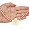 14K Yellow Gold Genuine Pink Pearl & MOP Flower Pendant Necklace - Image 4