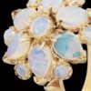 14K Yellow Gold Genuine Australian Opal Cabochon Cocktail Ring - Image 3