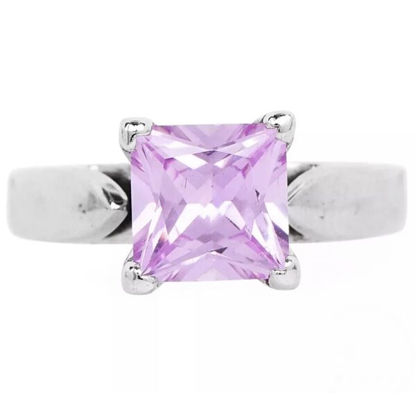 14K White Gold Genuine Pink Sapphire Engagement Ring