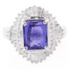 18K White Gold Genuine Tanzanite & Diamond Ring - Image 2