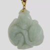 14K Yellow Gold Hand-Carved Genuine Jade Monkey Pendant - Image 2