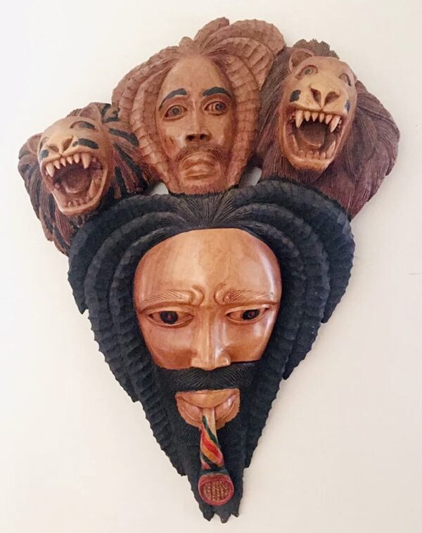 Bob Marley Lion Of Judah Rastafarian Wood Carving