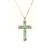 18K Gold Antique Genuine Emerald Cross Pendant Necklace - Image 2