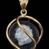 14K Yellow Gold Floating Genuine Opal Sphere Pendant Necklace - Image 4