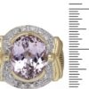 Laura Ramsey 14K Gold Large Genuine Kunzite & Diamond Ring - Image 4