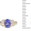 14K Yellow Gold Genuine Tanzanite & Diamond Engagement Ring - Image 3