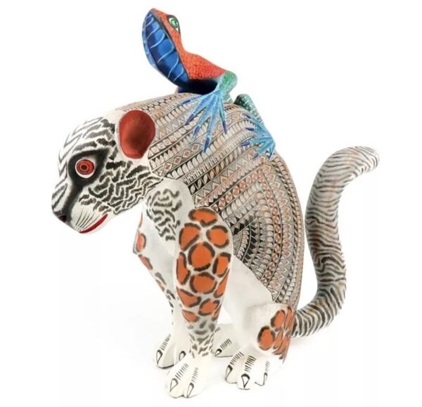 Masterpiece Zapotec Jaguar & Iguana Oaxacan Alebrije Wood Carving