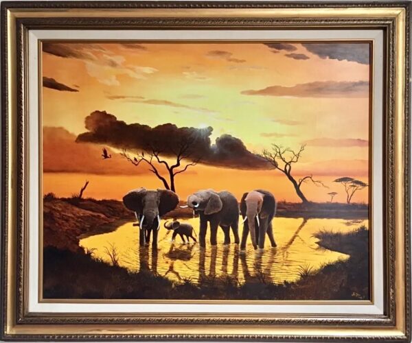 Elephant Sunset by JeDon Washington